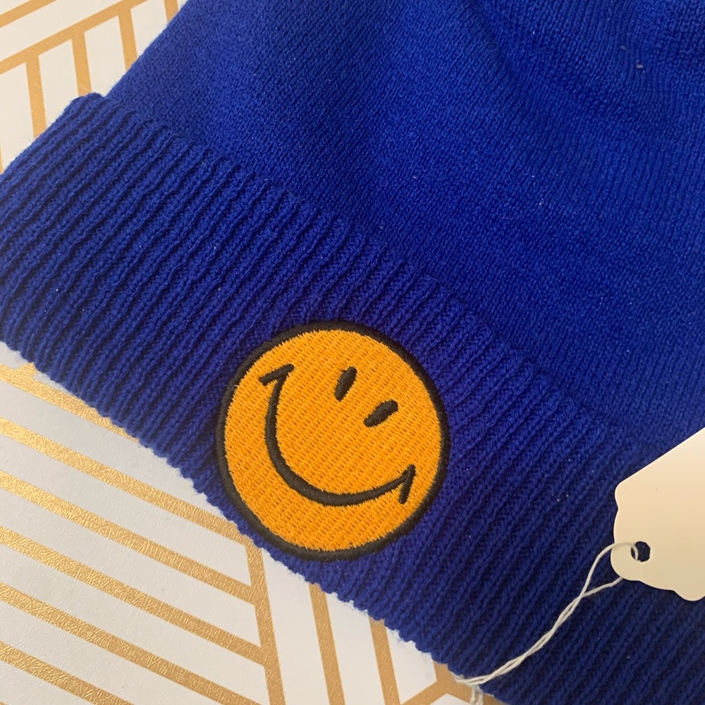 Rad Aviator Nation Embroidered Smiley Face Beanie - Royal Blue - NWT - Picture 6 of 7